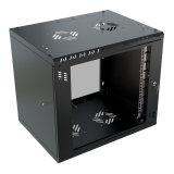 Serverschrank 19" 9U, 450mm, Glastür, schwarz