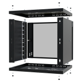 Serverschrank 19" 9U, 450mm, Glastür, schwarz