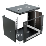 Serverschrank 19" 9U, 450mm, Glastür, schwarz