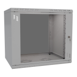 Serverschrank 19" 9U, 450mm, Glastür, grau