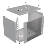 Serverschrank 19" 9U, 450mm, Glastür, grau