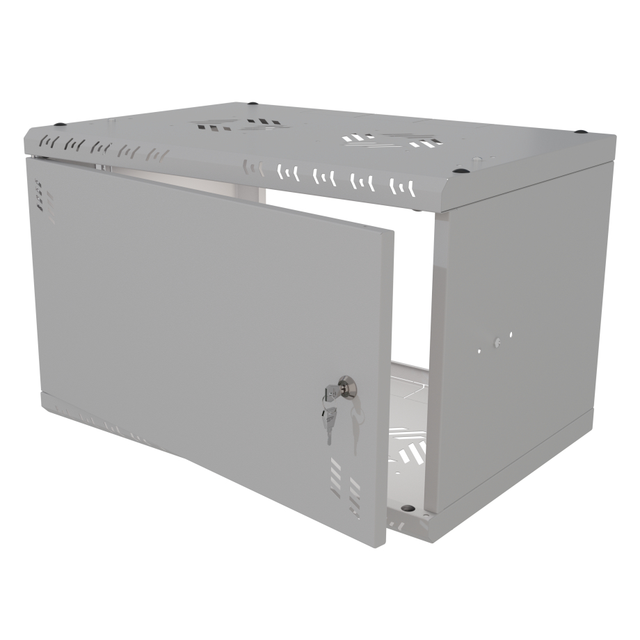 Serverschrank 19" 6U, 350mm, Metalltür, grau