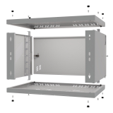 Serverschrank 19" 6U, 350mm, Metalltür, grau