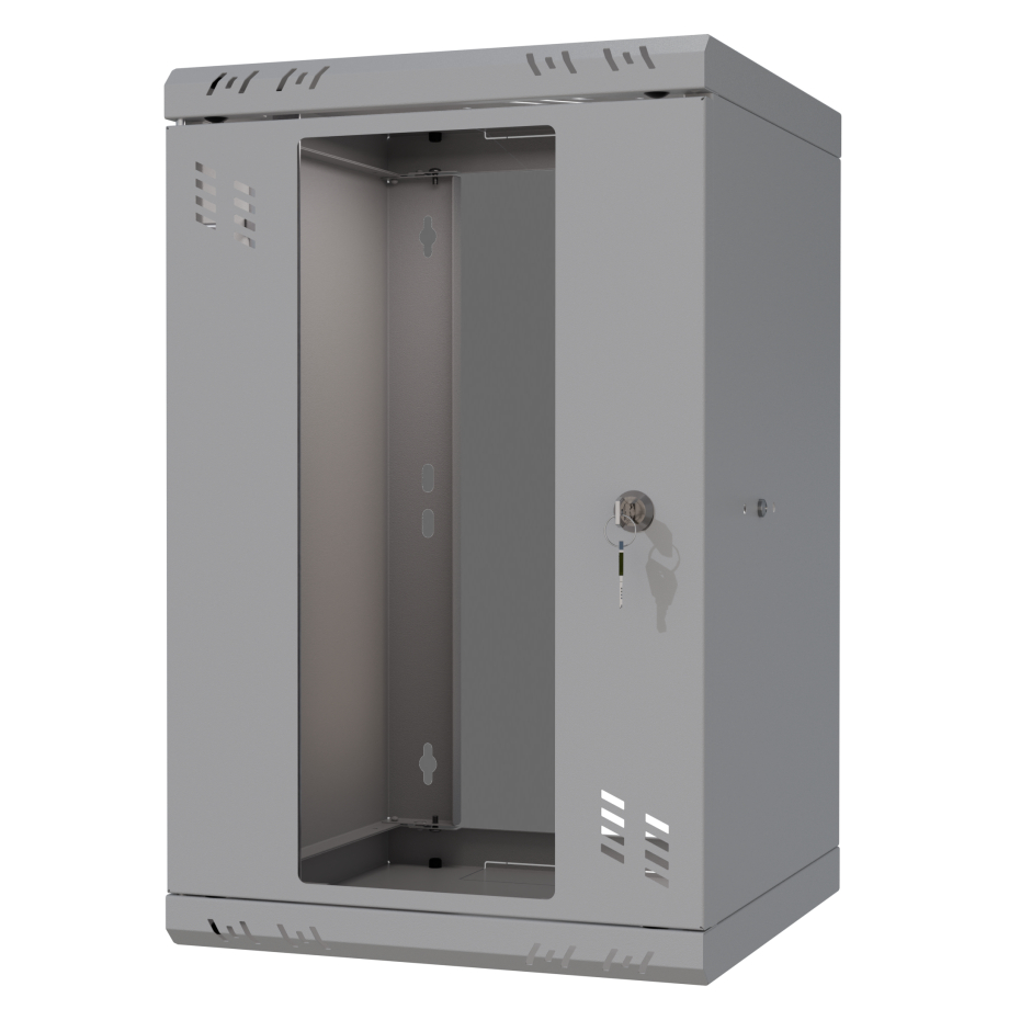 Serverschrank 10" 6U, 300mm, Glastür, grau