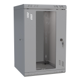 Serverschrank 10" 6U, 300mm, Glastür, grau