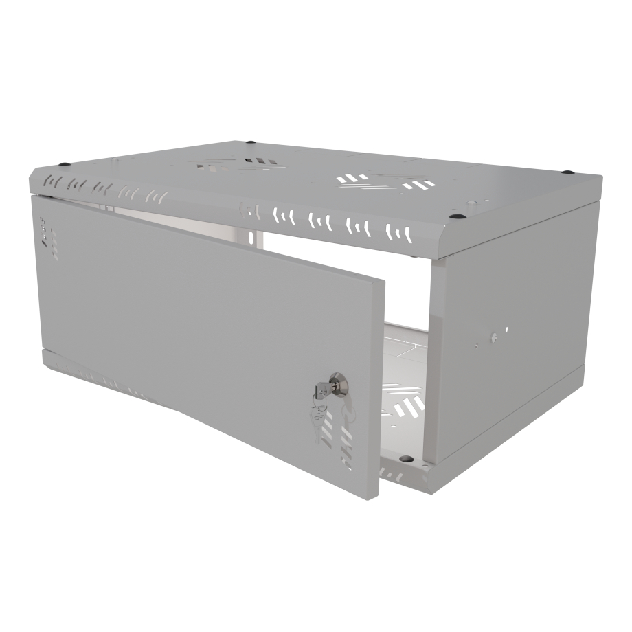Serverschrank 19" 4U, 350mm, Metalltür, grau