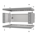 Serverschrank 19" 4U, 350mm, Metalltür, grau