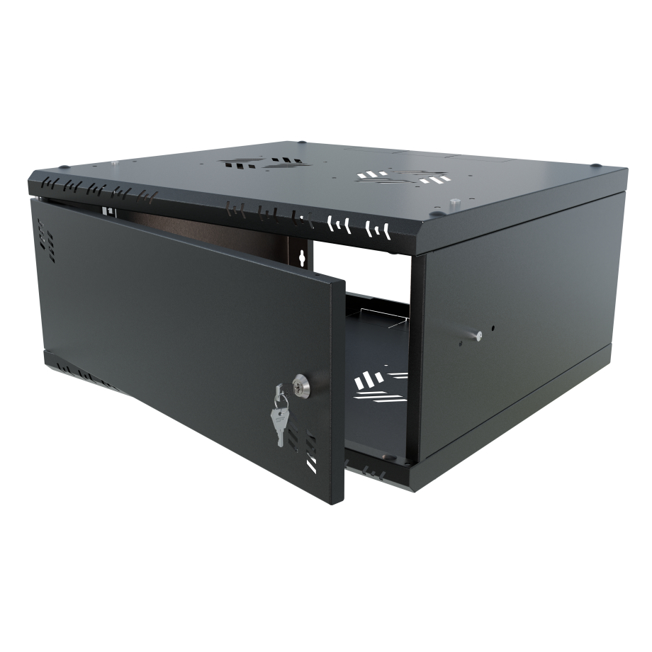 Serverschrank 19" 4U, 450mm, Metalltür, schwarz