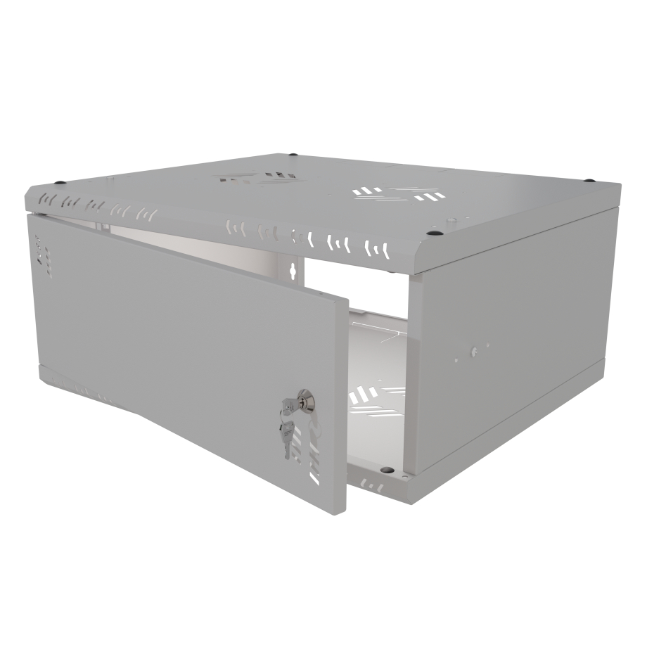 Serverschrank 19" 4U, 450mm, Metalltür, grau