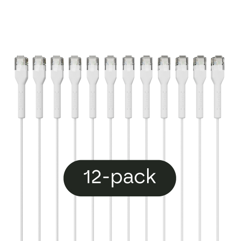 Broadbe schlankes Patchkabel 5G weiß 3m 12er-Pack