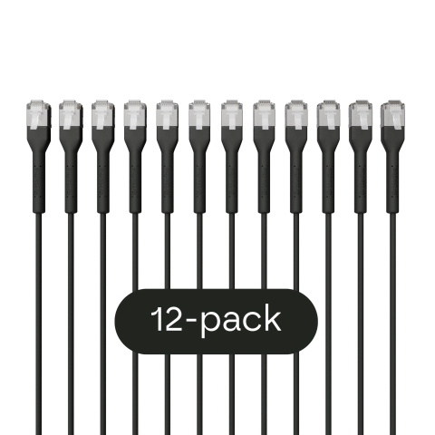Broadbe schlankes Patchkabel 10G schwarz 1m 12er-Pack