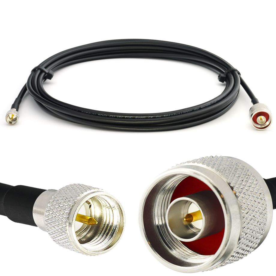 Mini UHF Stecker auf N Stecker RG58/U 2m Koaxialkabel